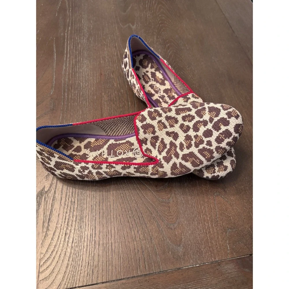 Rothy's The Loafer Mocha Spot Flats Women's Size 8.5 Leopard Animal Print